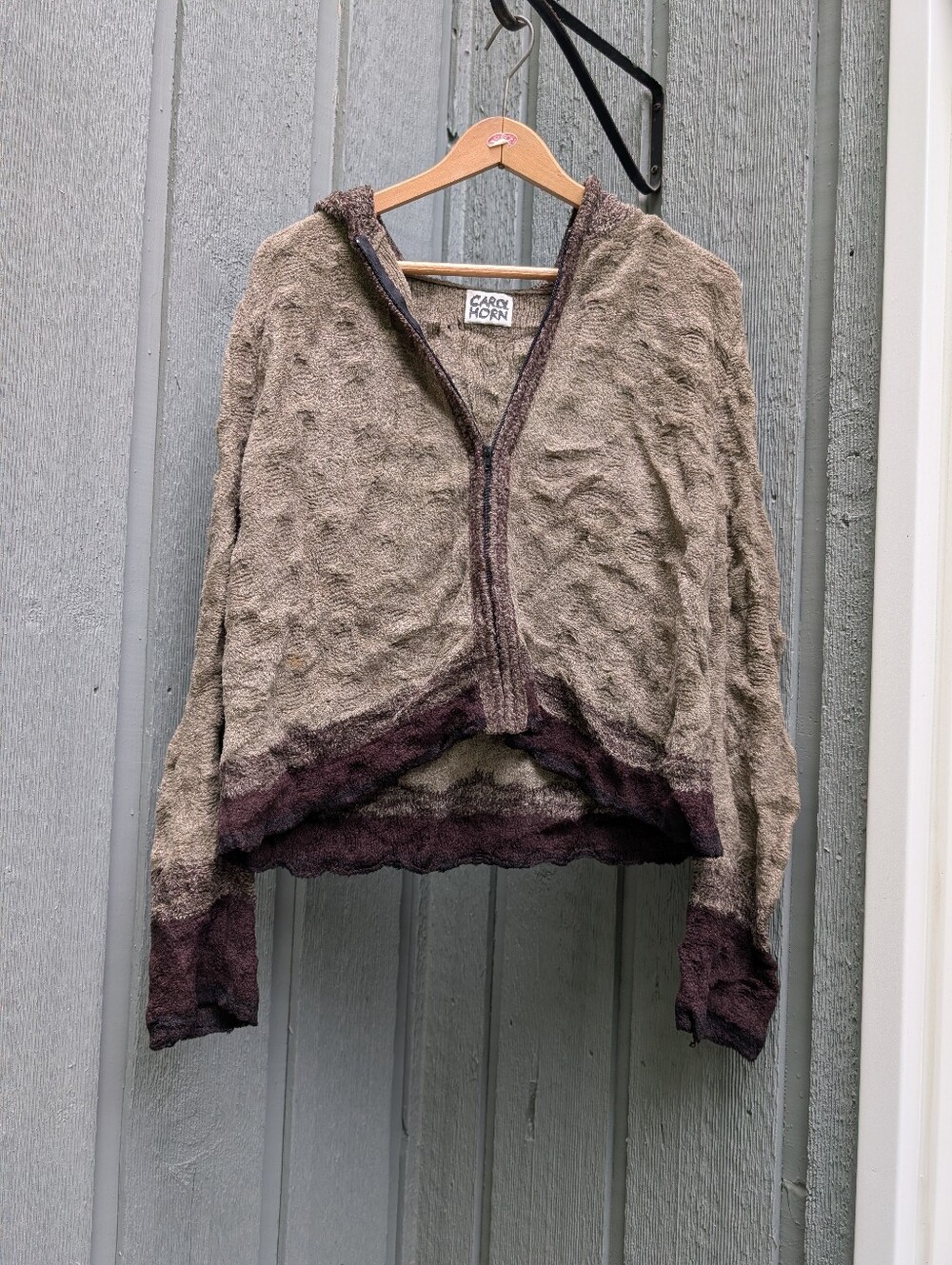 Carol Horn Women's Zip-Up Sweater - Olive and Brown